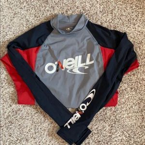 O'Neill Kids Swim Rashguard - Gray and Red